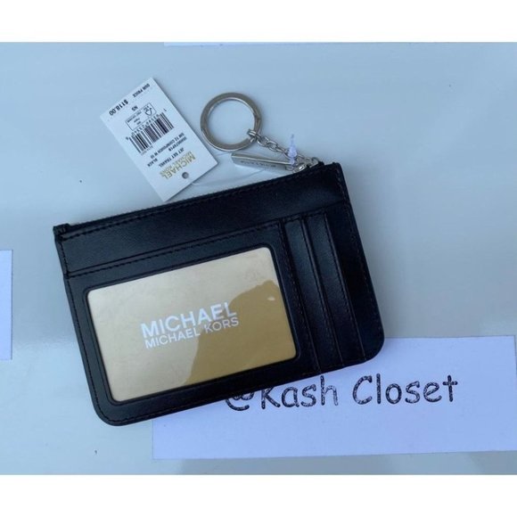 Michael Kors MK JST Coin Key Chain Pouch Wallet -Black - Picture 2 of 4